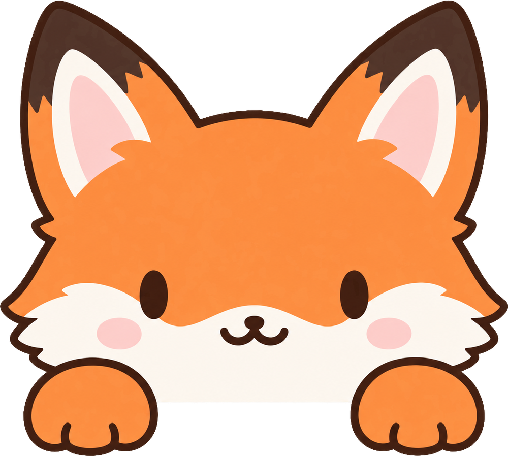 のぞき見動物 きつね にっこり