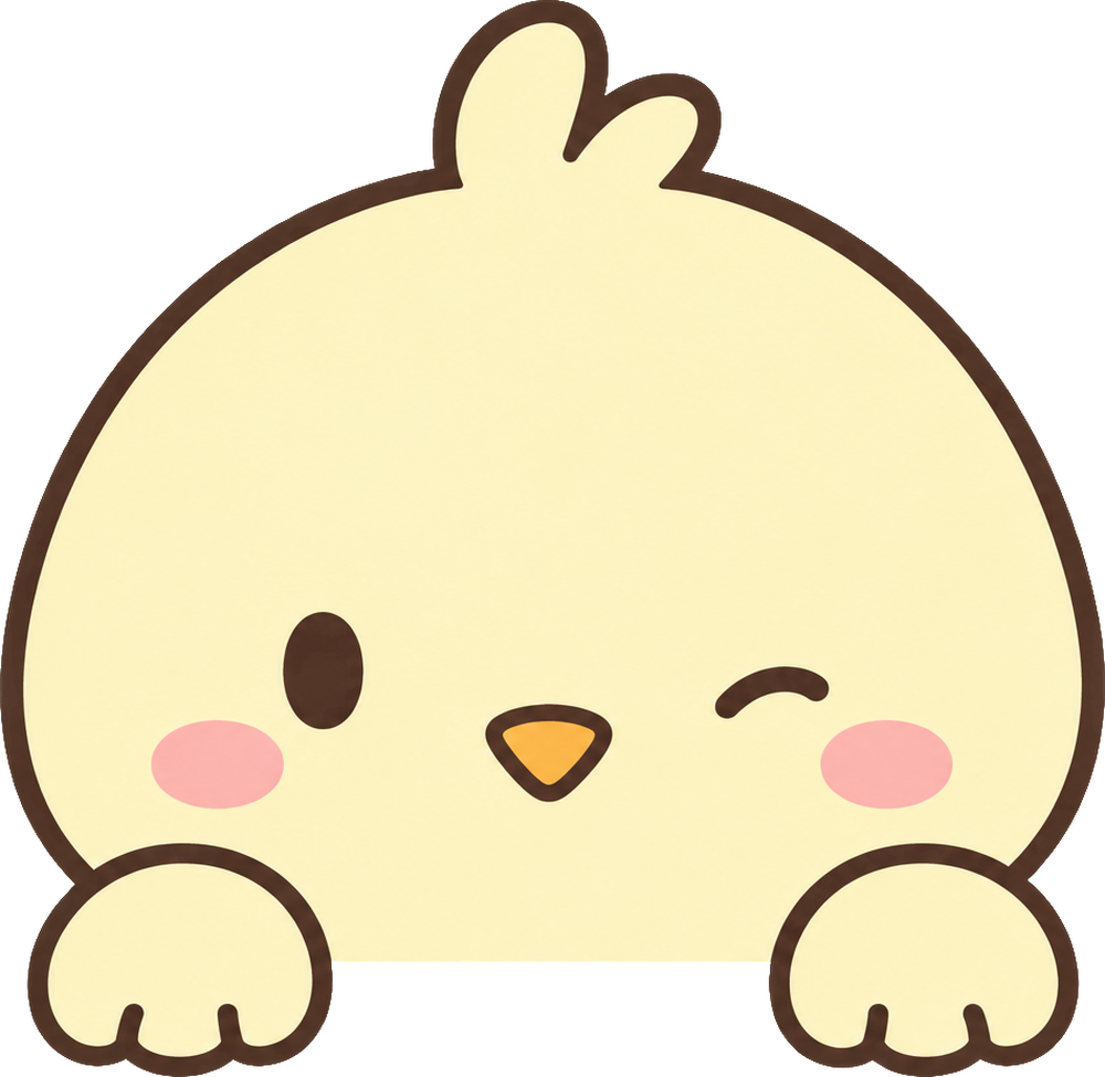 のぞき見動物 ひよこ ウィンク