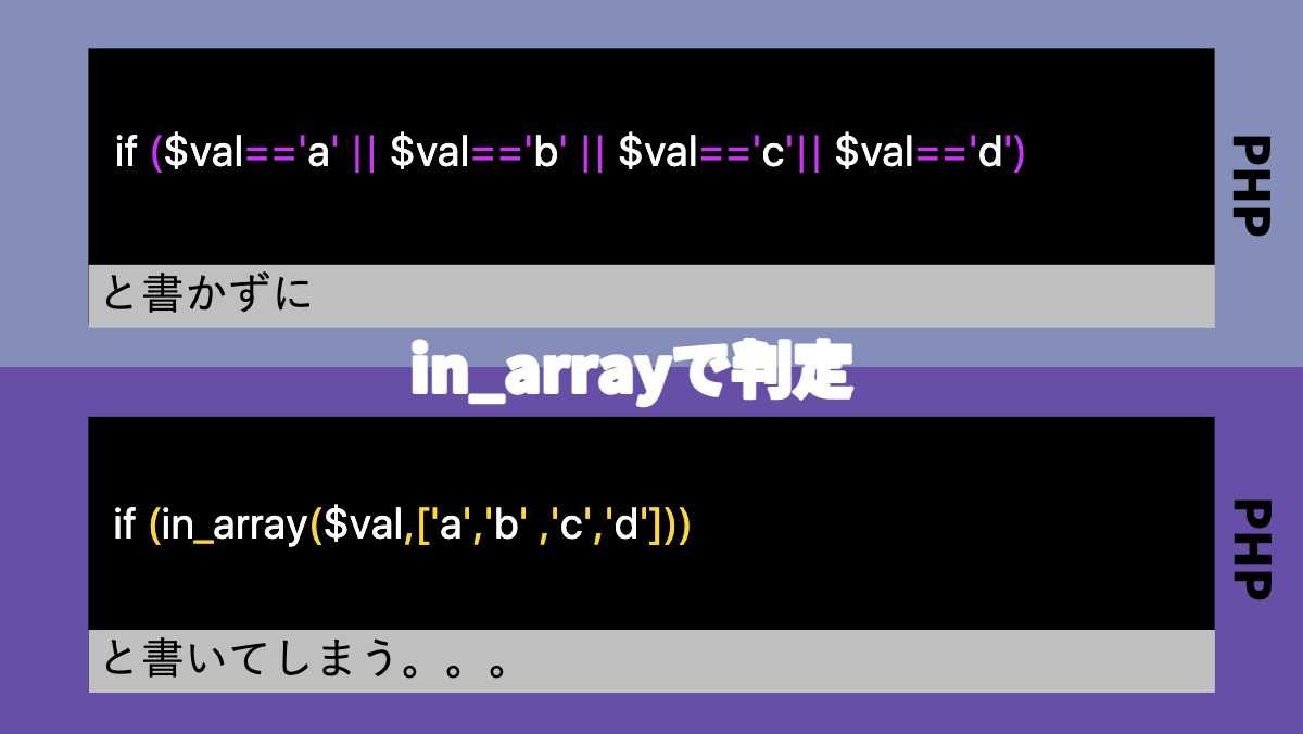 if ($val=='a' || $val=='b' || $val=='c'|| $val=='d')
と書かずにPHPin_arrayで判定if (in_array($val,['a','b' 