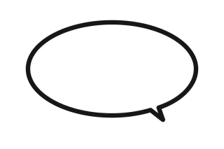 吹き出し-フラット-白黒丸楕円小さめ右下尾