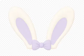 アイボリーラベンダーの中央リボンうさ耳