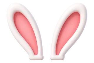 白ピンクの王道凹型うさ耳