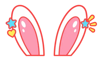 マットな白ピンクのポップうさ耳