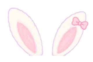 白ピンクのリボン付きうさ耳