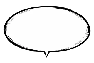 吹き出し-漫画太線-白黒楕円小さめ中央下尾