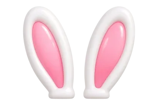 正面平行の白ピンクうさ耳