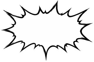 吹き出し-漫画太線-白黒驚きバースト中央下先端