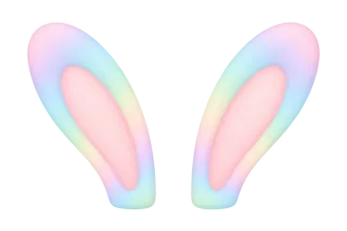 パステル虹色の白ピンクうさ耳