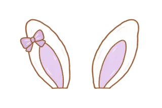白ラベンダーのリボン付きうさ耳