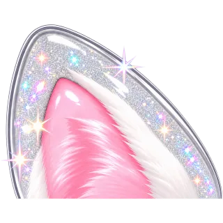 シルバーラメの猫耳（片耳）